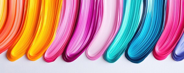 Poster - Playful watercolor concept. Vibrant paint strokes in various colors create a dynamic and artistic background.