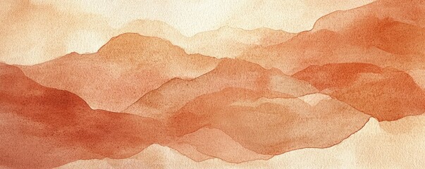 Poster - Neutral watercolor concept. A serene watercolor landscape with warm hues of orange and gentle fluid shapes.