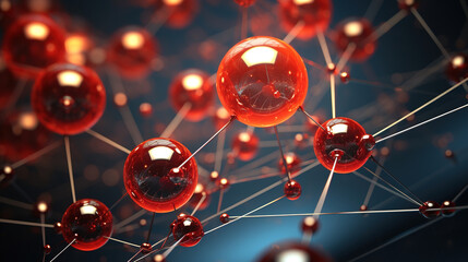 Intricate Molecular Structure in Vibrant Red