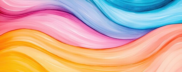 Poster - Playful watercolor concept. A vibrant abstract wave pattern showcasing a blend of colorful hues and smooth lines.