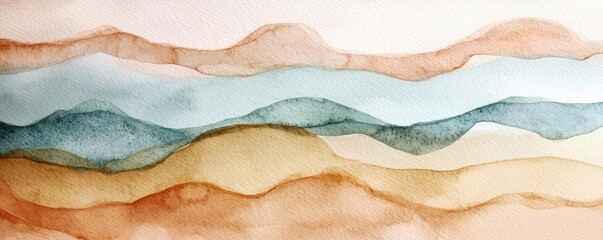 Poster - Neutral watercolor concept. Abstract watercolor landscape featuring soft waves of earthy tones and hues.