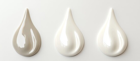 Aufkleber - Three teardrop shapes of paint in beige, off-white, and white.