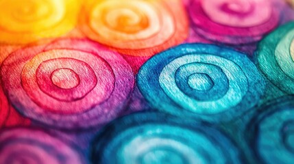 Poster - Playful watercolor concept. Vibrant abstract artwork featuring colorful circular patterns in a playful design.