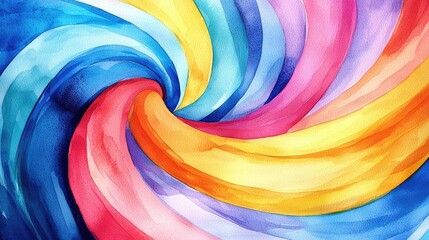 Poster - Playful watercolor concept. Vibrant swirling abstract watercolor design in bright colors.