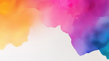 Poster - Playful watercolor concept. Colorful abstract watercolor splash blending warm and cool tones on a white background.