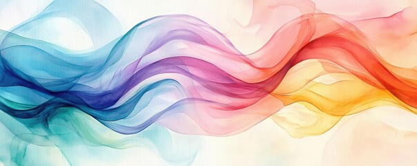 Aufkleber - Playful watercolor concept. Colorful abstract waves flowing smoothly in a vibrant blend of hues.