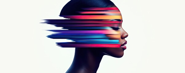 Poster - Minimalist watercolor idea. Abstract portrait showcasing the beauty of identity and self-expression through colors.