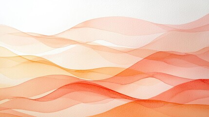 Aufkleber - Minimalist watercolor idea. Abstract waves in orange and peach tones creating a soothing, artistic background.