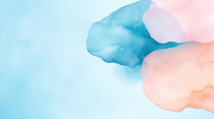 Poster - Minimalist watercolor idea. Abstract watercolor background with soft blue and pink hues blending beautifully.
