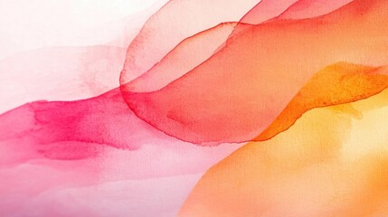 Aufkleber - Minimalist watercolor idea. Vibrant abstract watercolor background with flowing shades of pink and orange hues.