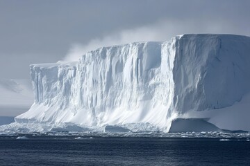 Wall Mural - Majestic ice cliff, snow, dark water, cold landscape.