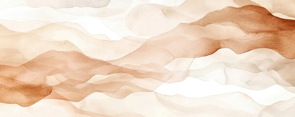 Poster - Neutral watercolor concept. An abstract watercolor design featuring soft brown and white fluid shapes.