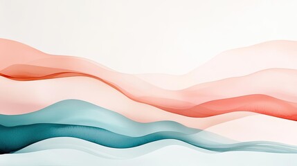 Poster - Playful watercolor concept. Soft, flowing abstract waves in pastel colors create a serene and calming atmosphere.