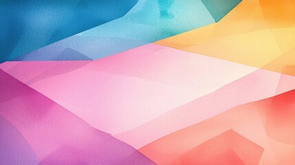 Poster - Playful watercolor concept. A vibrant abstract background with colorful geometric shapes in soft gradients.