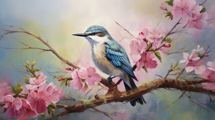 Naklejka na meble Delicate Bird Amidst Spring Blossoms
