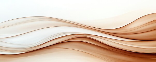 Poster - Neutral watercolor concept. Elegant flow of soft, wavy lines in warm tones, creating a soothing abstract background.