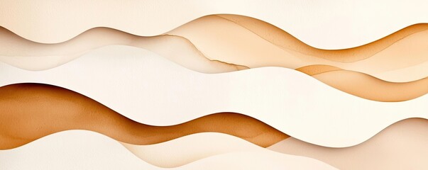 Poster - Neutral watercolor concept. Abstract background with flowing shapes in warm tones of cream and beige.