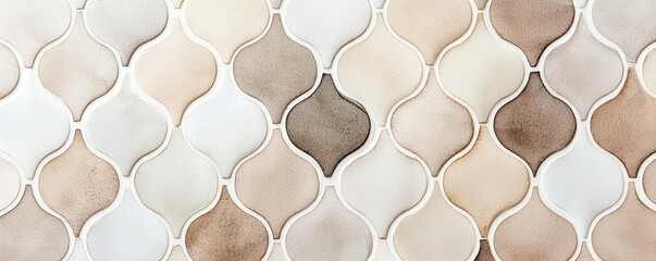 Poster - Neutral watercolor concept. Elegant mosaic tile background in neutral tones for interior design inspiration.
