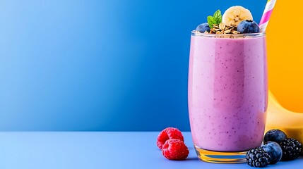 Refreshing Berry Smoothie with Banana and Granola