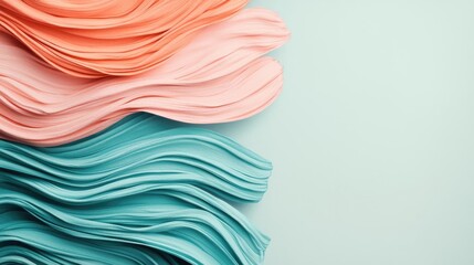 Poster - Playful watercolor concept. Colorful, wavy paper sheets create an artistic texture on a minimalist background.