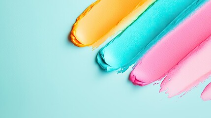 Aufkleber - Minimalist watercolor idea. Vibrant paint strokes on a blue background, showcasing creativity and artistic expression.
