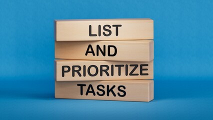 Fototapete - list and prioritize tasks symbol. concept words list and prioritize tasks on wooden blocks.business 