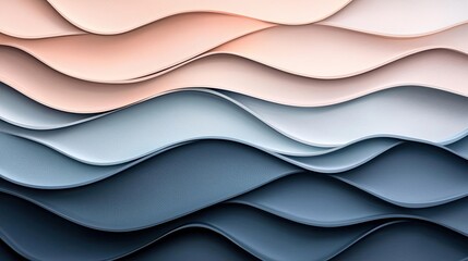 Poster - Minimalist watercolor idea. Abstract layered wavy patterns in soft colors for creative design and backgrounds.