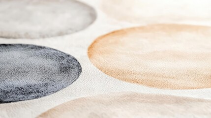 Poster - Neutral watercolor concept. Close-up of abstract watercolor circles in earthy tones on textured background.