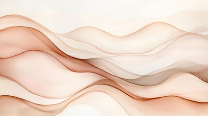 Canvas Print - Neutral watercolor concept. Abstract wavy patterns in soft tones, perfect for backgrounds or creative designs.