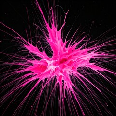pink exploding paint splash abstract background black dark background dynamic energy motion neon vib
