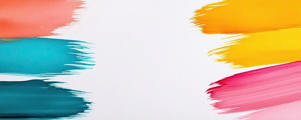 Poster - Playful watercolor concept. Colorful paint strokes on a white background for creative art projects and designs.