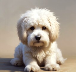 Wall Mural - Illustration of fluffy and cute small dog.