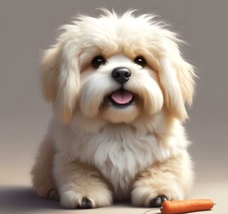 Wall Mural - Illustration of fluffy and cute small dog.