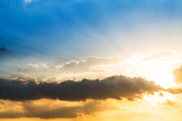 Wall Mural - sunset sky is orange and blue
