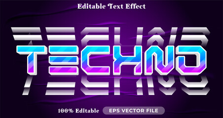 Poster - Techno text effect, trendy graphic style editable text