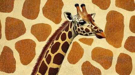 Aufkleber - An intricate giraffe print pattern emerges, showcasing an array of warm earthy hues. The unique textures and colors evoke a sense of being in a serene savanna landscape, celebrating natural artistry