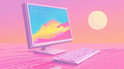Fototapete - Pastel Computer Desktop Scenic Landscape Image