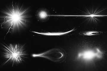 Poster - collection of space-themed images, including a bright star, a comet, and a galaxy