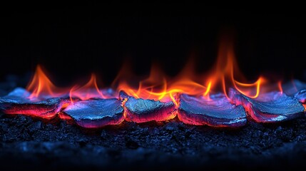 Canvas Print - Glowing embers ablaze, dark background, fire pit, website banner