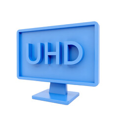 Blue monitor with UHD text transparent background
