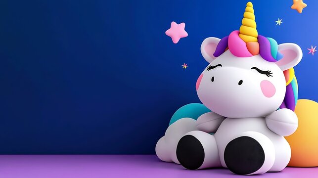 Adorable Cartoon Unicorn in a Dreamy Pastel Setting