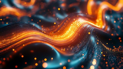 Fiery light design with bright glowing edges and intricate flowing patterns