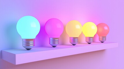 Poster - Colorful light bulbs on shelf.