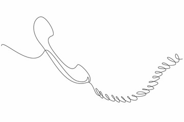 Poster - Continuous one line drawing retro telephone receiver with coiled cord. The telephone cable is thick and tangles easily. Vintage. National Telephone Day. Single line draw design vector illustration