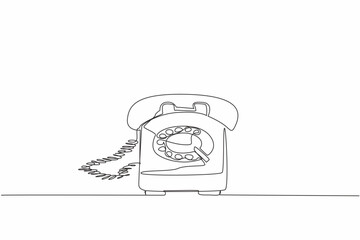 Aufkleber - Single one line drawing retro phone. Old technology. Classic shape. A telephone shape that is rarely found in the digital era. National Telephone Day. Continuous line design graphic illustration