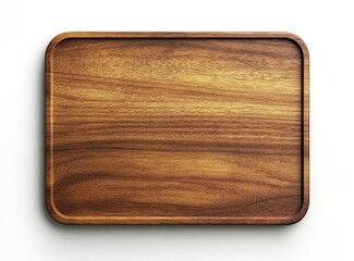 Wall Mural - Rectangular wooden tray isolated on white background.