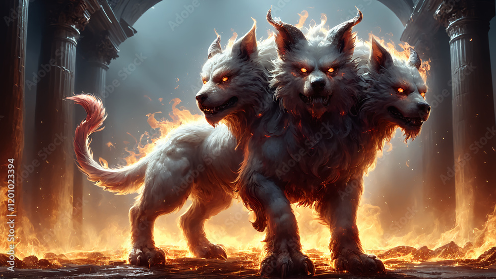 Cerberus, the three head guardian of the entrance to the underworld in ...