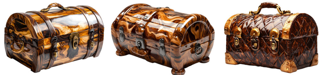 Poster - Isolated wooden chest on a transparent background, Stock