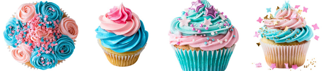 Poster - A top-down view of a cupcake with a transparent background