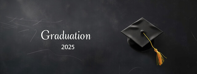 Wall Mural - celebrate graduation 2025 with a modern banner featuring a graphic cap design and ample space for pe